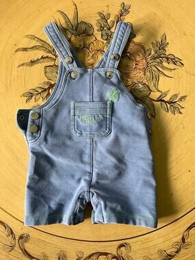 Denim washed gender neutral 3-6m Guess brand overalls